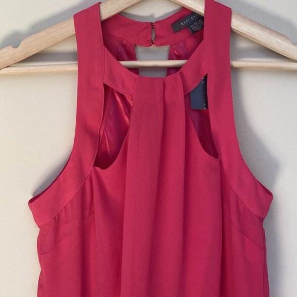 Suzy Shier Hot Pink Sleveless Tank Top Blouse with Silver Buttons XS - Picture 3 of 12